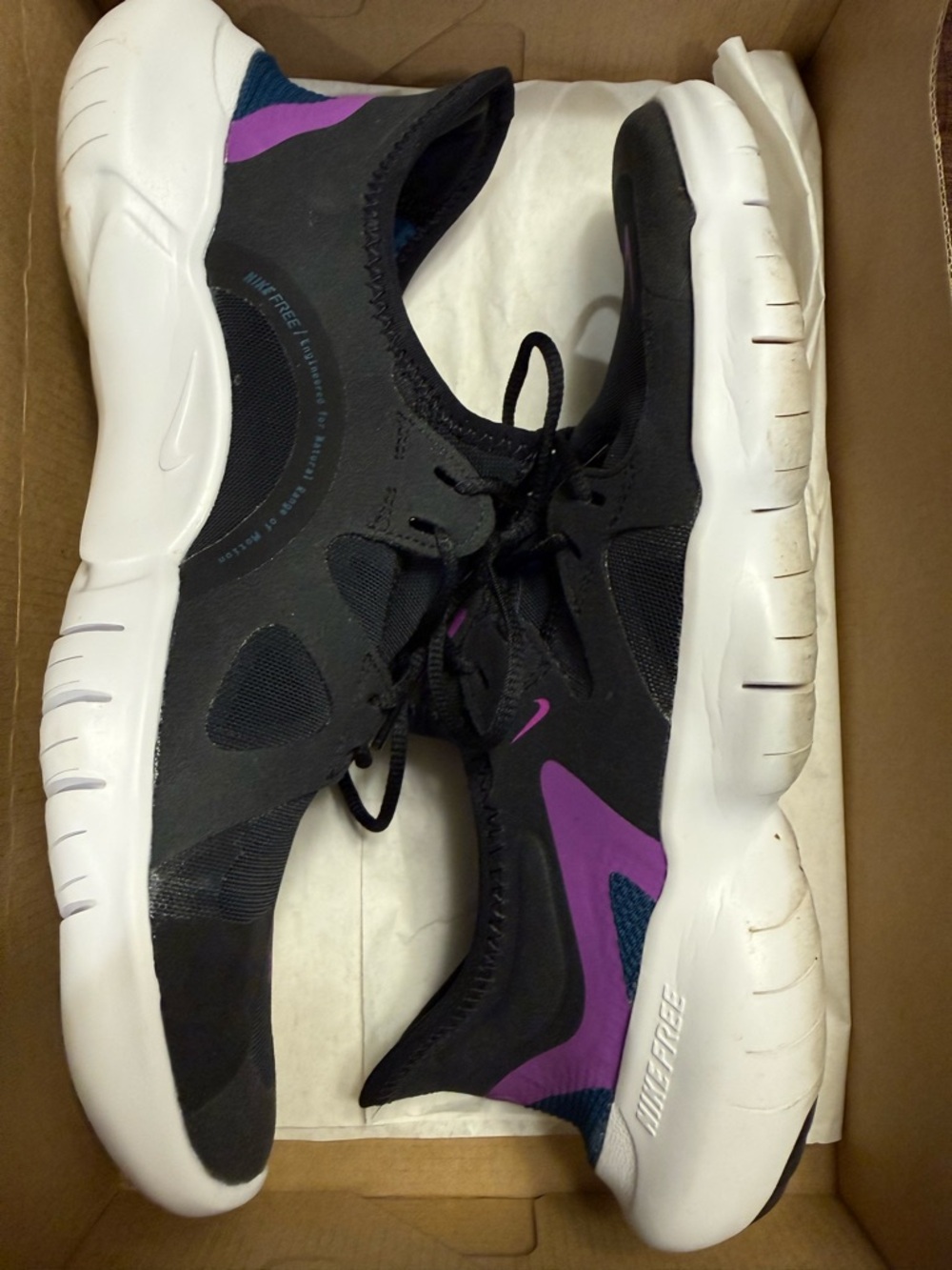 Nike Free RN 5.0 Black Purple Athletic Running Shoes AQ1316-009 Women’s Size 8.5